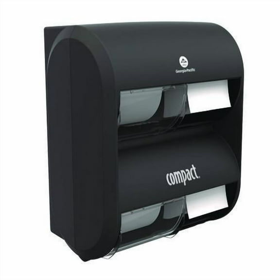 Compact Quad Vertical Four Roll Coreless Tissue Dispenser, 12.31 x 14.81 x 7.86, Black | Bundle of 2