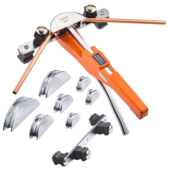 Compact Ratcheting Tube Pipe Bender Kit 7 Alloy Dies for 1/4 to 7/8 Inch Copper Aluminum Tubing HVAC Refrigeration Maintenance