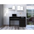 thumbnail image 1 of Compact Rectangular Desk - Black With Three Drawer & Shelf Computer Table, 1 of 3