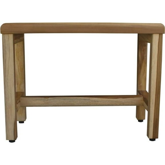 Compact Rectangular Teak Shower Outdoor Bench with Shelf - Natural Finish - 18 x 14 x 24 in.