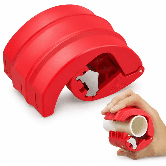 Compact Red Pipe Cutter for PVC and Plastic Pipes, Manual Handheld Cutting Tool