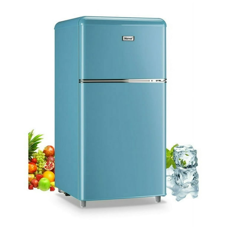 Compact Refrigerator Mini Fridge with Freezer, 3.2 Cubic Feet Retro Dual  Door Small Refrigerator by WANAI with 7 Temp Modes, LED Lights, Removable  Shelves, Ideal for Bedroom, Dorm, Office, Apartment 