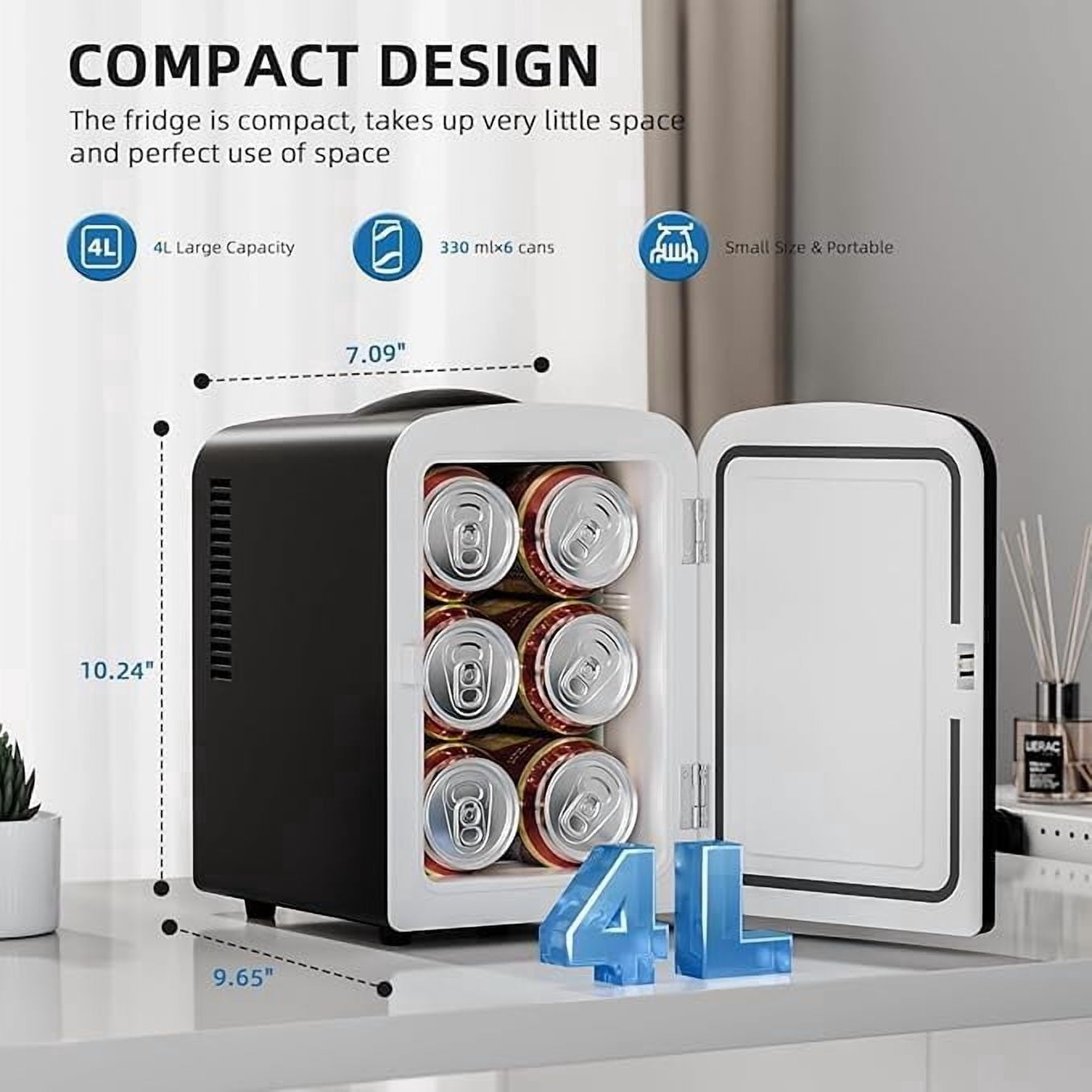 Compact Refrigerator, Portable  Fridge with 4L Capacity for Bedroom Car Office Dorm