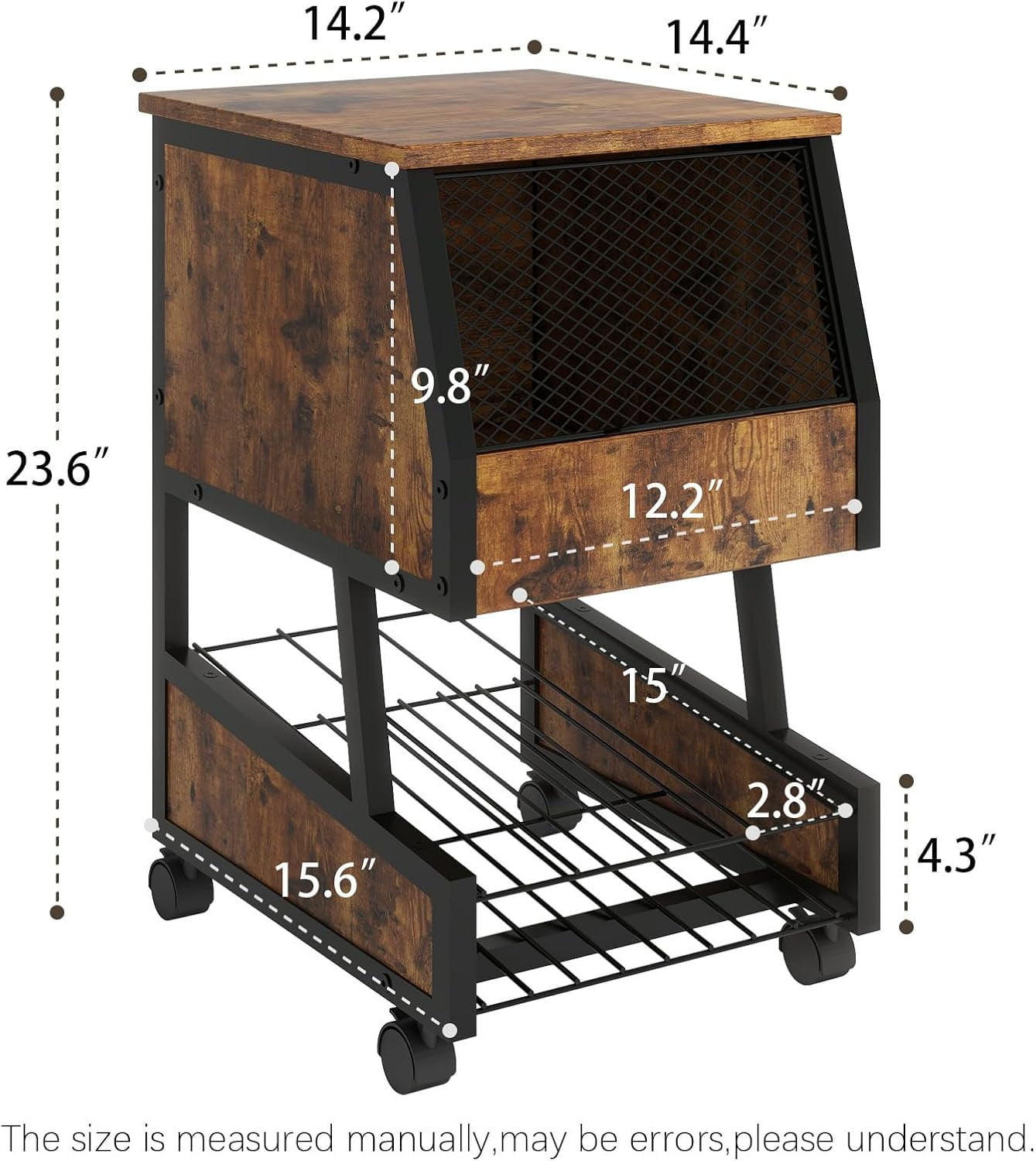 Compact Refrigerator Stand with Beverage Storage and Wheels Rolling Mini Fridge Cooler Table for Dorm Home Office Bedroom