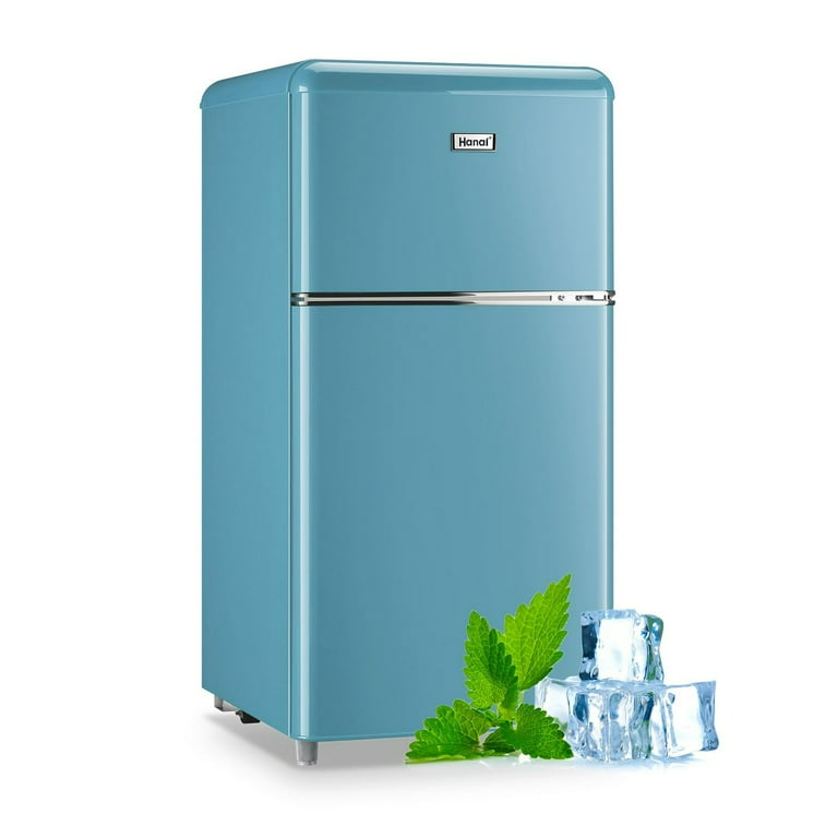 WANAI Refrigerator 3.2 Cu.Ft Single Door Fridge with freezer Refrigerator  with 5 Adjustable Temperature LED Lights Removable Storage Shelves  Apartment