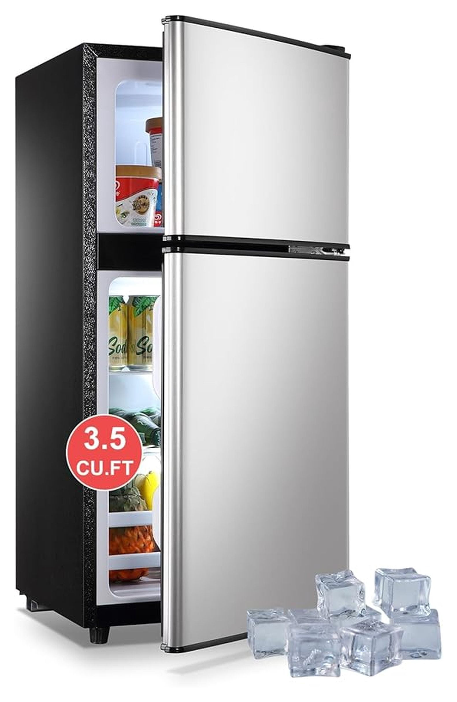 Compact Refrigerator with Freezer, 3.5 Cu.Ft Top Freezer Refrigerator ...