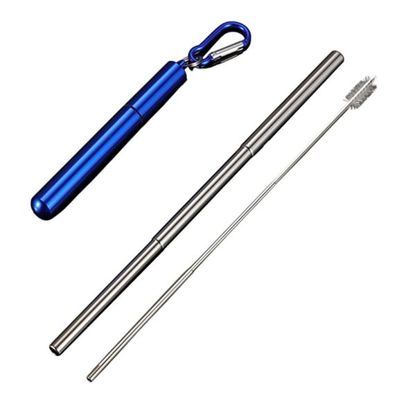 Compact Retractable Metal Straw Kit with Keychain for For easy Carrying