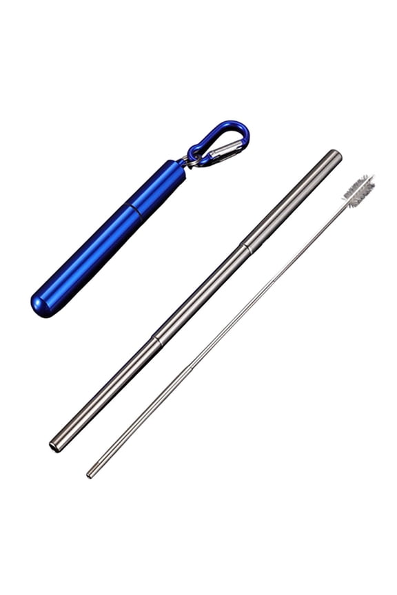 Compact Retractable Metal Straw Kit with Keychain for For easy Carrying