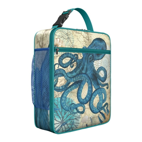 Compact Reusable Lunch Box for Office and School, Shark Design Insulated Lunch Bag with Leakproof Tech, Ocean Theme Cooler Tote with Pockets for All Ages