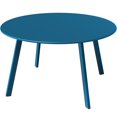 thumbnail image 1 of Compact Round Coffee Table - Modern 4-Leg Design with Black Rubber Feet, Perfect for Small Spaces - Peacock Blue, 1 of 9
