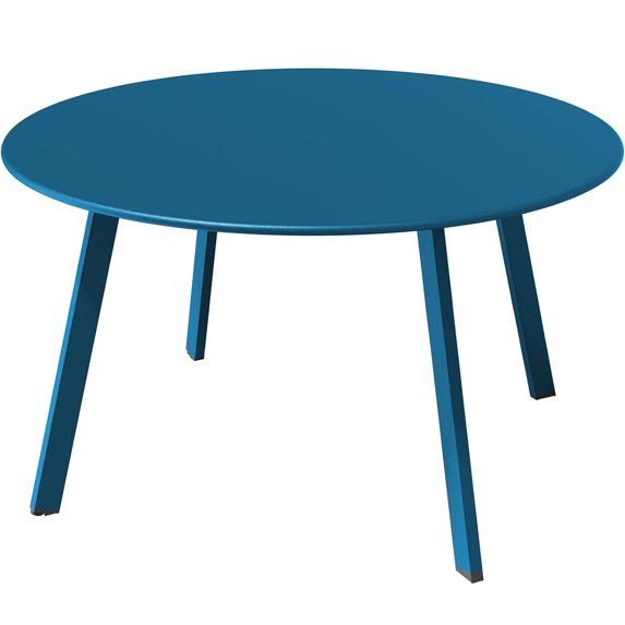Compact Round Coffee Table - Modern 4-Leg Design with Black Rubber Feet, Perfect for Small Spaces - Peacock Blue