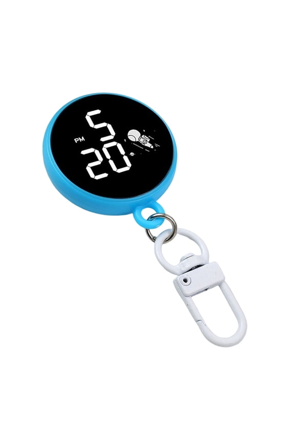 Compact Round Keychain Electronic Timekeeper For Convenient Portable Time Display On Items During Daily Use