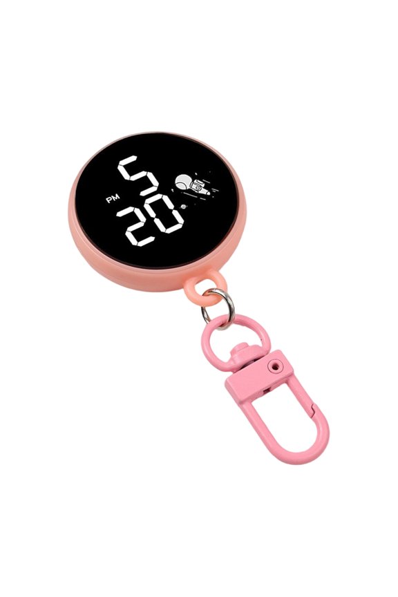 Compact Round Keychain Electronic Timekeeper For Convenient Portable Time Display On Items During Daily Use
