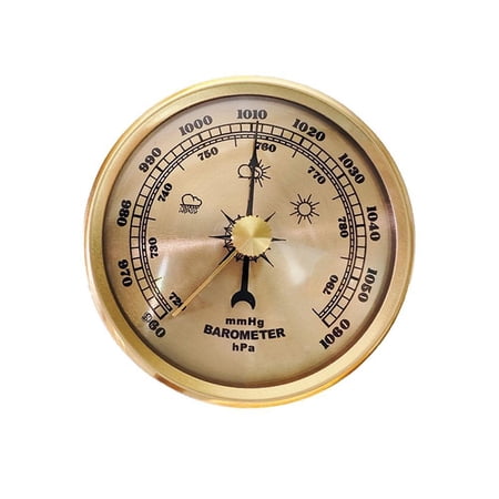 Compact Round Metal Barometer 2.76 Inch, mmHg hPa Pressure Monitor with Weather Symbols for Home Patio Garden