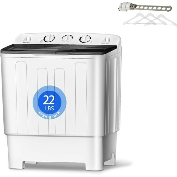 DIMEDEAL Portable Washer 22lbs Twin Tub Compact with Drain Pump, Semi-Automatic Washer Spinner Combo