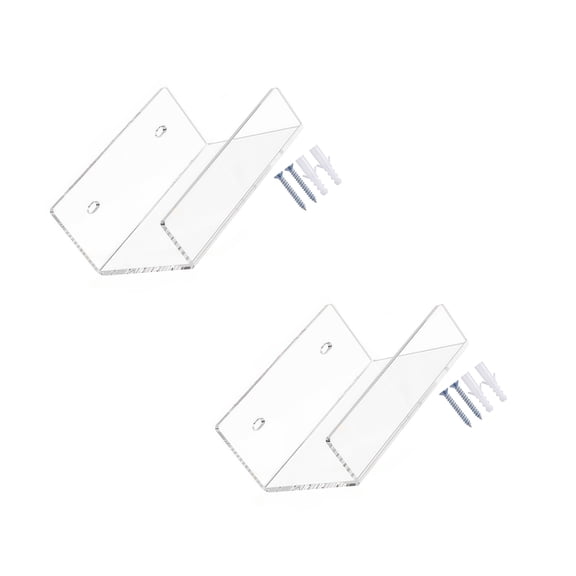 Compact Shelf Bracket, Wall Installation, Acrylic U Frame with Rounded Edges for Twin Mount Indoor Home Use