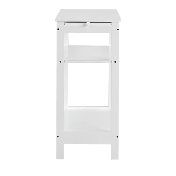 Side Table with Extension Shelf - White