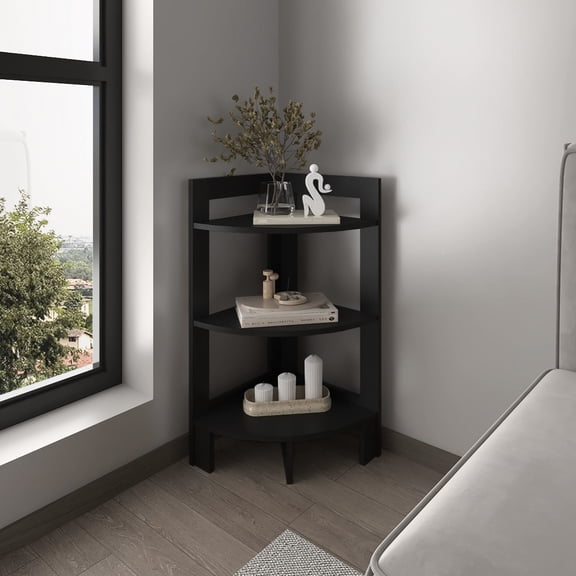 Compact Side Table with 3 Open Shelves | Ideal for Small Spaces to Organize Items | Easy Assembly with All Tools Included