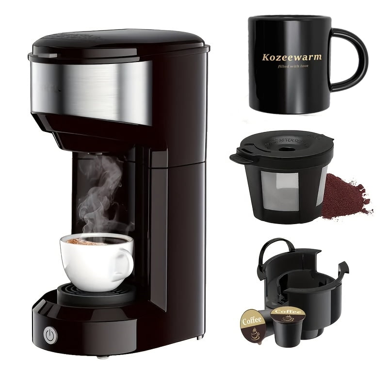 Compact Single Serve Coffee Maker - Brews and Ground Coffee, 6-14oz  Reservoir, Space-Saving Design for Home or Office - Perfect for Small  Kitchens