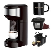 Compact Single Serve Coffee Maker - Brews and Ground Coffee, 6-14oz Reservoir, Space-Saving Design for Home or Office - Perfect for Small Kitchens