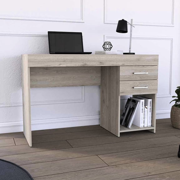 Compact Size - Two Drawers and Shelf - Office Environment - Surface for Laptop Use