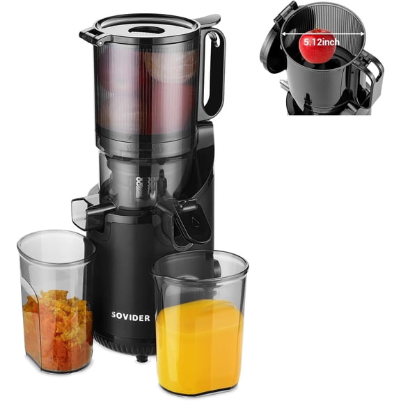 Compact Slow Masticating Juicer -Juicer Machines Up to 92% Juice Yield 3.1"" Wide Chute for High Nutrient Fruits Vegetables,Cold Press Juicer Easy Clean with Brush Pulp Measuring Cup Reverse