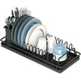thumbnail image 1 of Compact Small Dish Rack Sink Drying Rack with Silicone Mat, Stainless Steel Dish Drainer for Kitchen Cabinet, Kitchen Sink Rack,Dish Holder, Black, 1 of 4