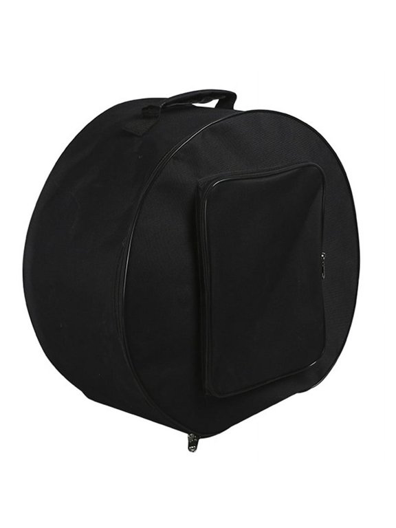 Compact Snare Drum Bag Backpack Case with Shoulder Strap Outside Pockets Musical Instrument Accessory Black 40x18cm