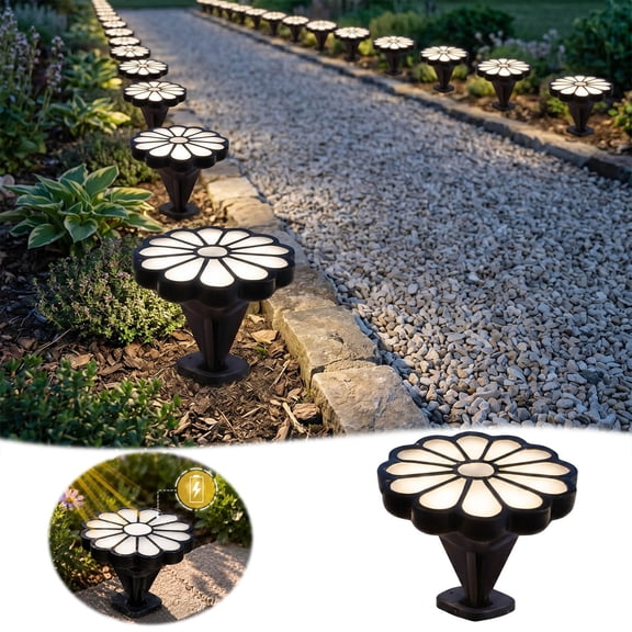 Compact Solar Daisy Garden Light With Warm Glow And Auto On Off Sensor For Outdoor Pathway Illumination