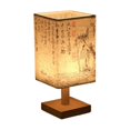 Compacted Desk Study Compact Solid Wood Bedside Table Lamp with Linen Shade USB Powered Soft ...