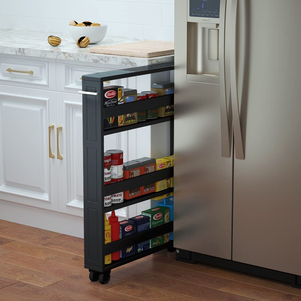 Compact Space Kitchen Pantry,3Tier Kitchen Removable Storage Cart