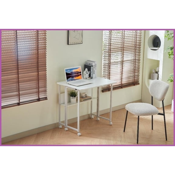 Compact Space-Saving White Folding Coffee Table for Small Spaces & Home Office, Sturdy & Easy to Store