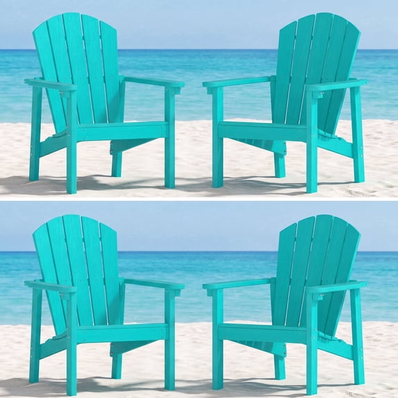 Cobiod Stackable Adirondack Chair Set of 4, HDPE All-Weather Patio Chair, Ergonomic design, Aruba