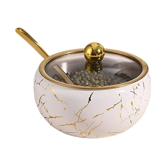 Compact Stainless Steel Container with Glass Lid & Spoon Hygienic Kitchen Storage for Salt & Sugar