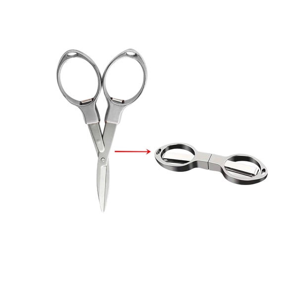 Compact Stainless Steel Folding Scissors - Mini Travel Scissors for Sewing, Lightweight Portable Design with Keychain Hole, Multi-Purpose Use, Safe for Airline Travel