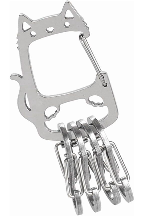 Compact Stainless Steel Keychain Easy To Attach And Detach Great For Hikers Campers And Travelers Car Interior Key