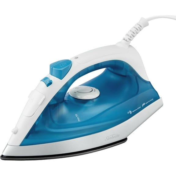 Compact Steam Iron, 1200 Watts, Non-Stick Soleplate, Powerful Shot of Steam, Horizontal or Vertical, Spray Mist, Precision Tip, White/Blue