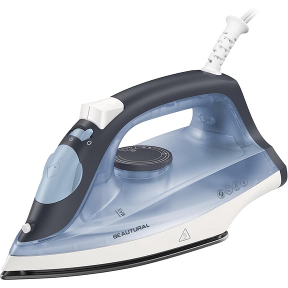 Compact Steam Iron for Clothes, Non-Stick Soleplate, Burst of Steam, Spray Mist, Self-Cleaning, Anti-Calcium, Anti-Drip, Easy Temperature Control, Light Weight, 1200 Watts