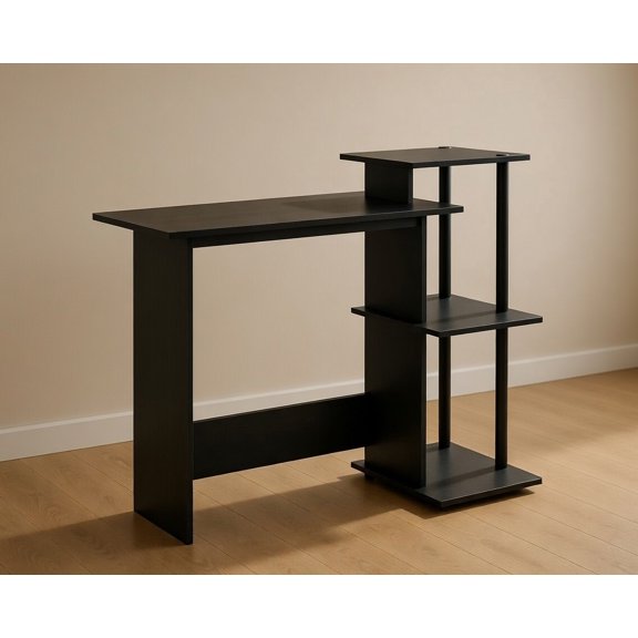 Compact Storage Desk with Multi-Tier Shelves for Home Use
