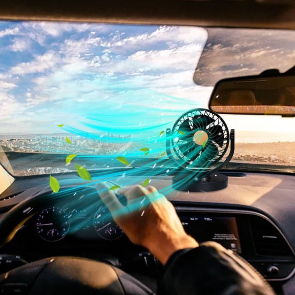 Compact Sturdy Design Fan, Powerful High Wind Car Fan, Adjustable Auto Cooler, 6 Inch 360 Degree Rotating USB Device for Travel and Driver