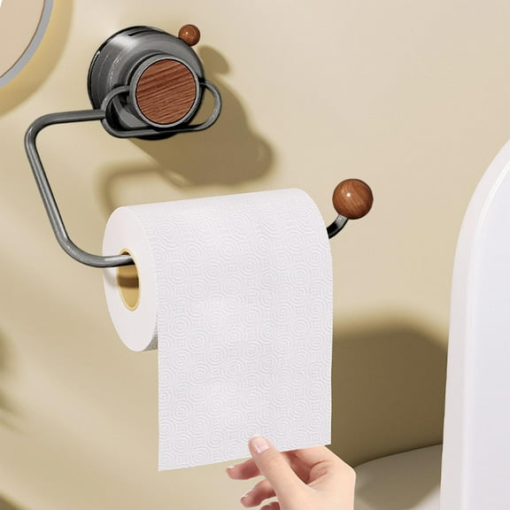 Compact Suction Wall Mount Paper Towel Holder (6.69x4.53x4.21 Inches), Rotating Toilet Tissue Roll Stand Dispenser, Small Space Bathroom Kitchen Paper Roll Rack