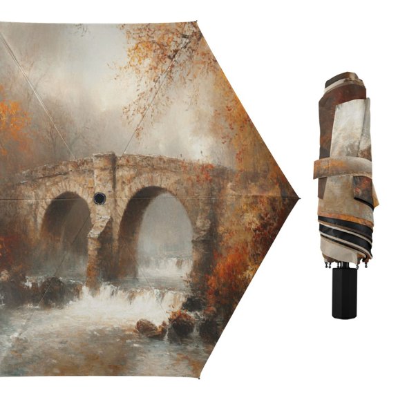 Compact Sun Umbrella Windproof Travel Umbrellas for Rain Strong Portable UV Protection Bridges and Rivers
