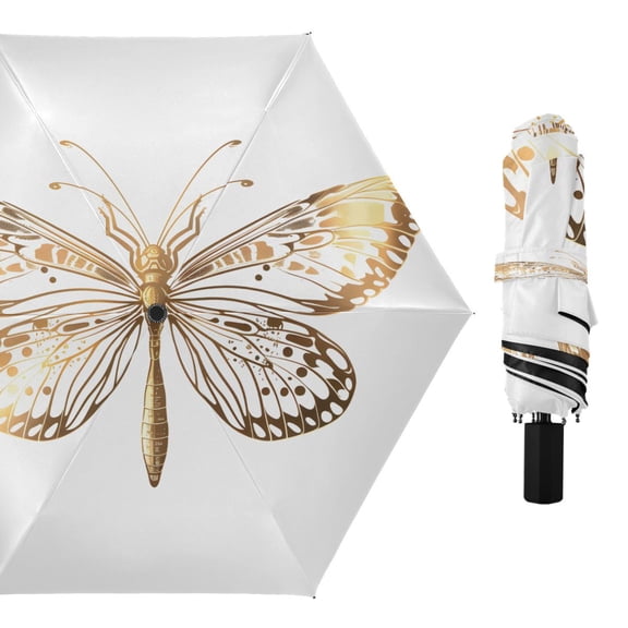 Compact Sun Umbrella Windproof Travel Umbrellas for Rain Strong Portable UV Protection Butterfly Dragonfly