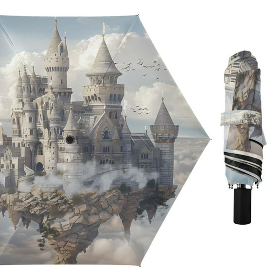 Compact Sun Umbrella Windproof Travel Umbrellas for Rain Strong Portable UV Protection Castles Float in Air
