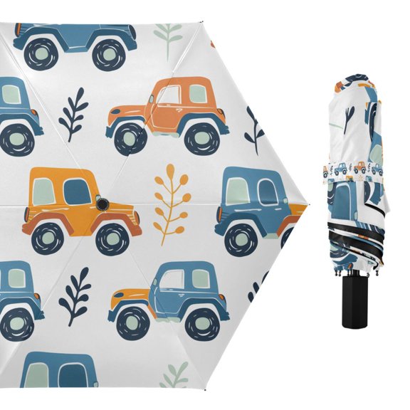 Compact Sun Umbrella Windproof Travel Umbrellas for Rain Strong Portable UV Protection Cute Car and Leaf