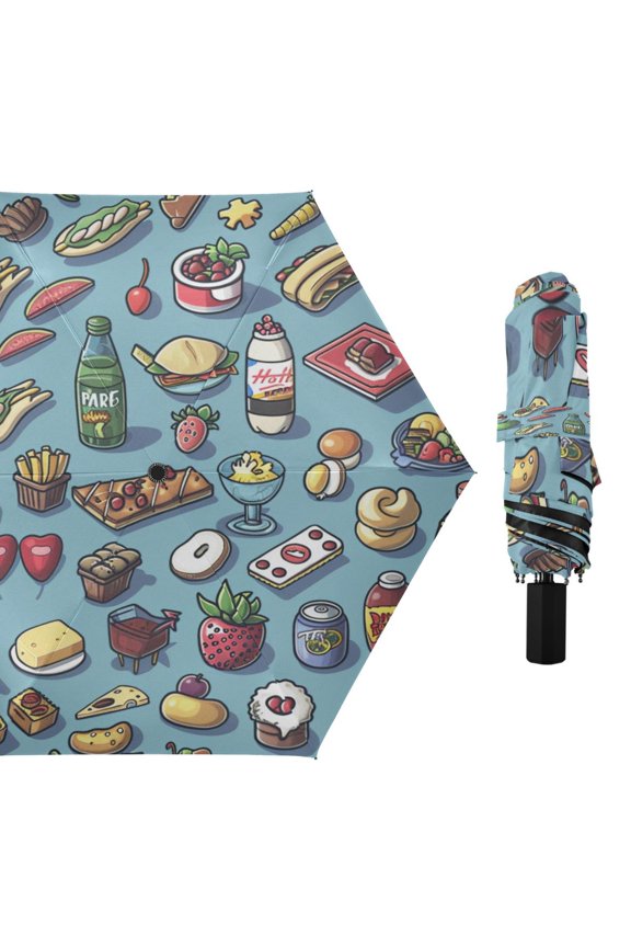 Compact Sun Umbrella Windproof Travel Umbrellas for Rain Strong Portable UV Protection Fruits Drinks Food