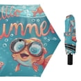 thumbnail image 1 of Compact Sun Umbrella Windproof Travel Umbrellas for Rain Strong Portable UV Protection Hello Summer Fish, 1 of 8