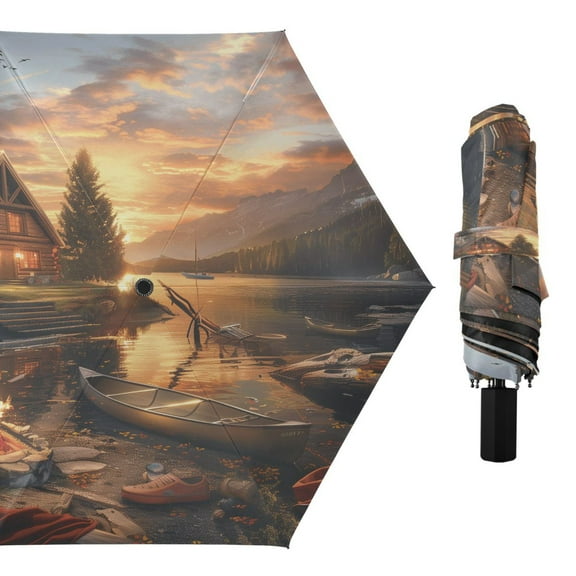 Compact Sun Umbrella Windproof Travel Umbrellas for Rain Strong Portable UV Protection Lake House Campfire Boat