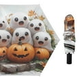 thumbnail image 1 of Compact Sun Umbrella Windproof Travel Umbrellas for Rain Strong Portable UV Protection Lovely Ghosts Sit on Pumpkins, 1 of 8