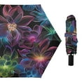 thumbnail image 1 of Compact Sun Umbrella Windproof Travel Umbrellas for Rain Strong Portable UV Protection Neon Flowers, 1 of 8
